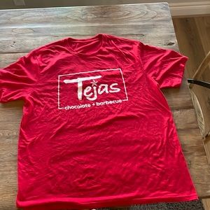 XXL T-Shirt from the famous Tejas + Chocolate BBQ restaurant in Tomball, Texas.